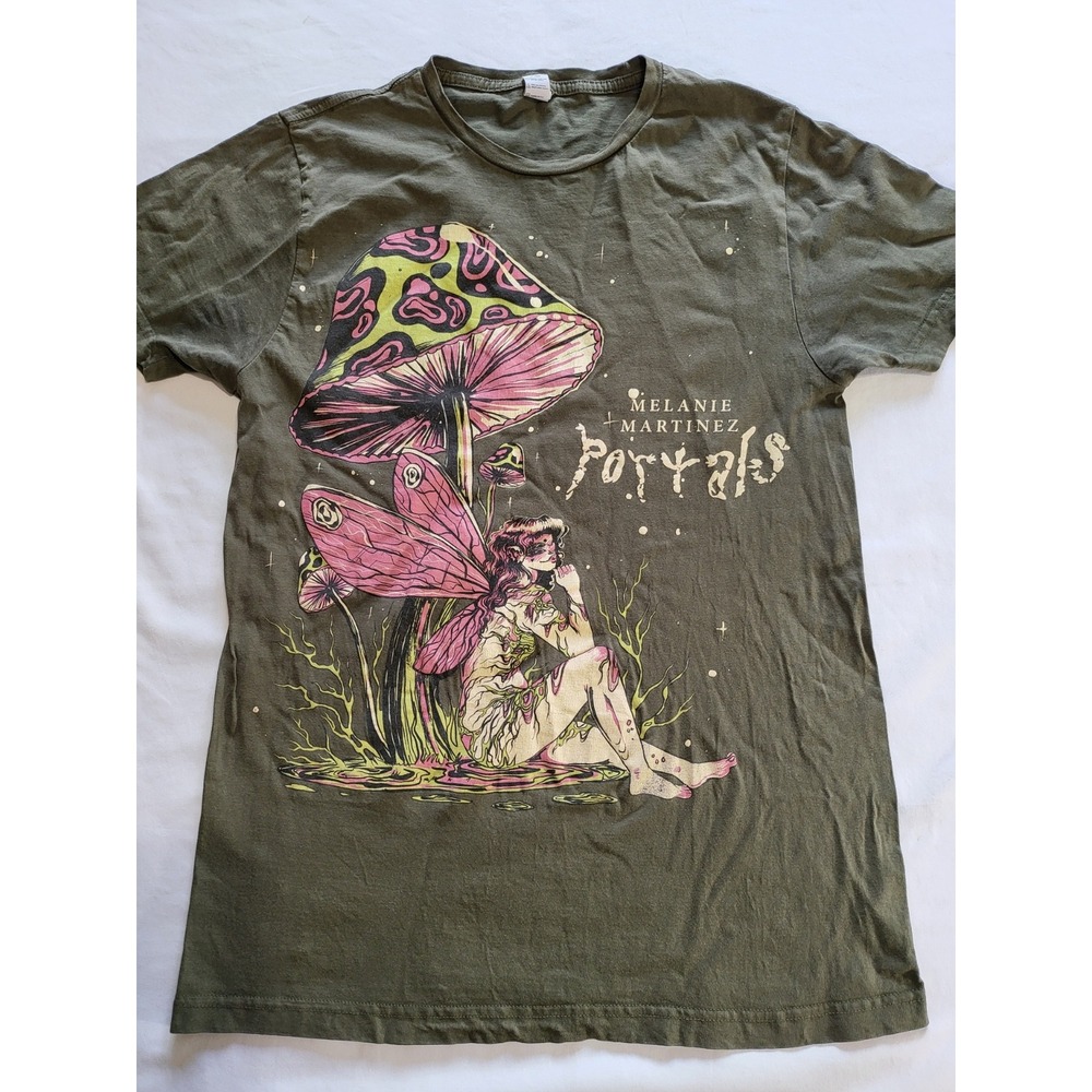 Melanie Martinez Portals Tour Graphic T-Shirt Olive Green Mushroom Fairy Small